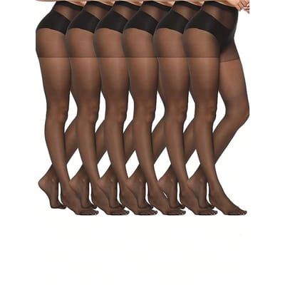 6 Paar Dames Doorzichtige Corrigerende Panty's Verkrijgbaar in 2 Kleuren Hoge Taille Panty's L brown