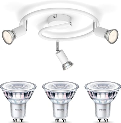 Philips Limbali Opbouwspot (Wit) - Warmwit Licht - Plafondspot met 3 Lichtpunten - GU10 - SceneSwitch - Eenvoudig Dimbaar met Je Klassieke Schakelaar