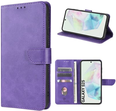 Solidenz hoesje - Geschikt voor Samsung Galaxy S25 - Bookcase - Paars