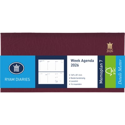 Agenda 2027 Ryam Memoplan 7 Suprema 7dagen/2pagina's landscape bordeaux