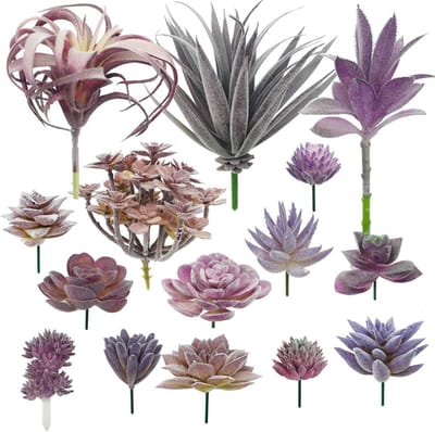 15 Stuks Kunstmatige Succulenten in Paars, Ongepotte Faux Succulenten Assortiment voor Verjaardag, Huisdecoratie en DIY Muur Tuin Projecten