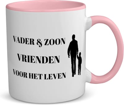Akyol - vader en zoon vrienden voor het leven koffiemok - theemok - roze - Vriend - vader/zoon - vader cadeautjes - vaderdag - verjaardag - geschenk - kado - vader artikelen - zoon artikelen - zoon verjaardag - 350 ML inhoud
