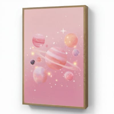 Wandlamp 60x90 cm - Oplaadbaar - Planeten - Roze - Sterren - Wandlampen binnen woonkamer - Slaapkamer lamp - Decoratieve nachtlamp - Vloerlamp draadloos