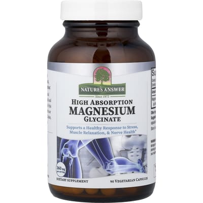 Nature's Answer, Magnesium Glycinaat, Hoge Opname, Plantaardige Capsules, 90 Capsules (120 mg per capsule)