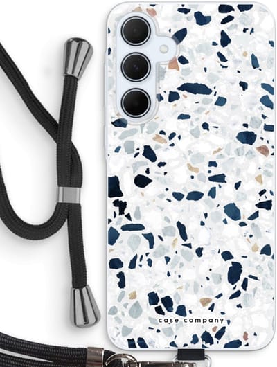 Case Company® - Hoesje met koord geschikt voor Samsung Galaxy A35 hoesje met Koord - Terrazzo N°1 - Telefoonhoesje met Zwart Koord - Bescherming aan alle Kanten en Over de Schermrand