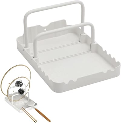 VHV - Pannendekselhouder - Snijplankhouder - Keuken organizer - Dekselhouder - Met lepelhouder - 2 compartimenten - Anti-slip - Voor aanrecht en bakplaten - 20*14*10cm - Wit
