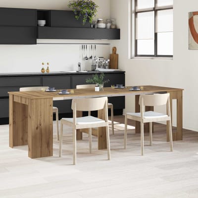 vidaXL - Eettafel - 240 - x - 85 - x - 75 - cm - Bewerkt - hout - Artisanaal - eiken