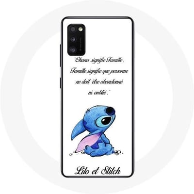 Samsung Galaxy A41 Hoesje Lilo en Stitch Ohana Quote Wit