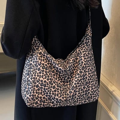 Koreaans Stijl Trendy Luipaardprint Grote Capaciteit Tote Bag Nieuwe Casual Dames Schoudertas Retro Crossbody Tas black