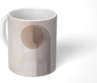 Mok - Koffiemok - Minimalistisch - Cirkel - Lichtgrijs - Mokken - 350 ML - Beker - Koffiemokken - Theemok