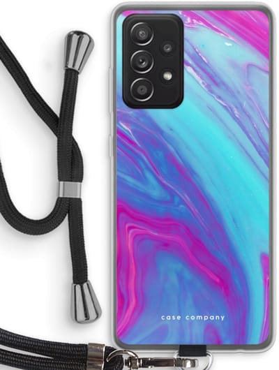Hoesje met koord geschikt voor Samsung Galaxy A52s 5G hoesje met Koord - Zweverige regenboog - Telefoonhoesje met Zwart Koord - Bescherming aan alle Kanten en Over de Schermrand