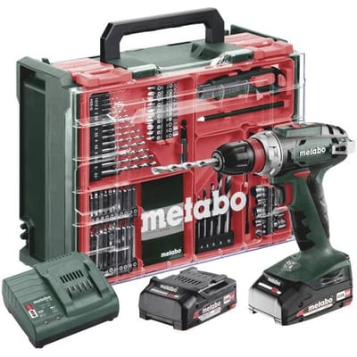 Metabo BS 18 Quick Set 602217710 Accu-schroefboormachine 18 V 2 Ah Li-ion Brushless, Incl. 2 accus, Incl. koffer, Incl. lader, Incl. accessoires
