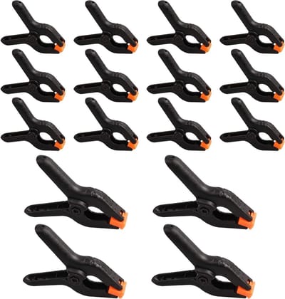 16-delige Nylon Spanklemmen met Extra Spanning en Grip, Mini Plastic Klemmen voor Achtergronden, Houtbewerking en Fotoprojecten