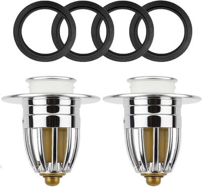 Dailygoods- Wastafelstop set van 2 - Pop-up afvoerstop - Roestvrij staal - Waterdicht - Hygiënisch drukmechanisme - Universele pasvorm
