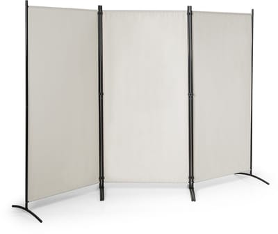 COSTWAY Ruimteverdeler, kamerscherm, 3-delig inklapbaar, scheidingswand, wandscherm van metaal en polyester, inkijkbescherming, kamerverdeler, voor thuis, kantoor, terras, beige, 3-delig, 260 x 183 cm