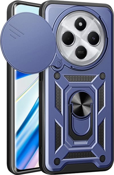 Coverup Hoesje - Geschikt voor Xiaomi Redmi 14C Hoesje - Coverup Armor Ring Kickstand Back Cover met Camera Shield - Blauw