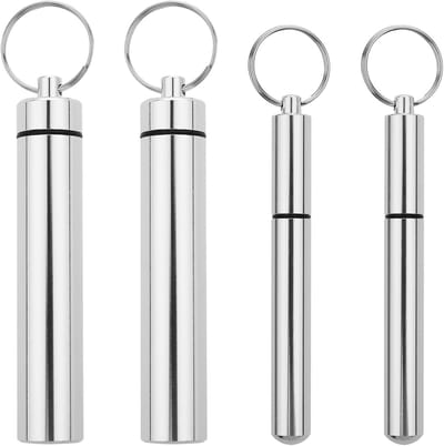 Draagbare Tandenstokerhouder van Aluminium Legering - 4 Stuks, Waterdichte Opbergdoos voor Reizen, Picknicks en Kamperen
