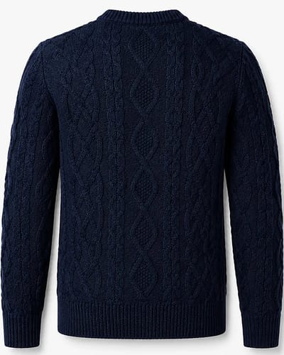 Noorse kabel trui - grof gebreid - 100% scheerwol - donkerblauw