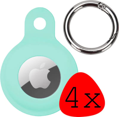 Hoesje Geschikt voor Apple AirTag Hoesje Case Hoesje Geschikt voor Apple AirTag Sleutelhanger Siliconen Hoes - Turquoise - 4 Stuks