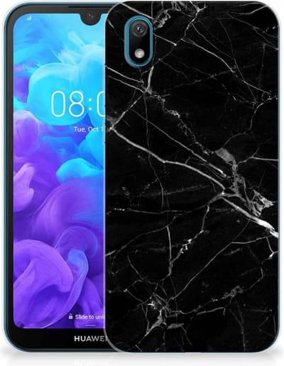 Huawei Y5 (2019) TPU Siliconen Hoesje Marmer Zwart - Origineel Cadeau Vader