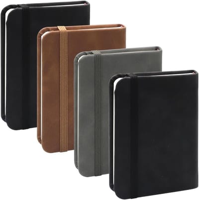 Set van 4 Kleine Notitieboeken A7 met Harde Kaft, 100 Dikke Pagina's voor School, Werk en Reizen in 3 Kleuren