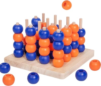 Vier Op Een Rij - Houten Strategiespel - Familie Entertainment - Meerdimensionale Besluitvorming - 13 cm - Houtkleur