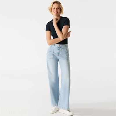 COJ - Lulu - Wide Leg Jeans - Aqua Blue