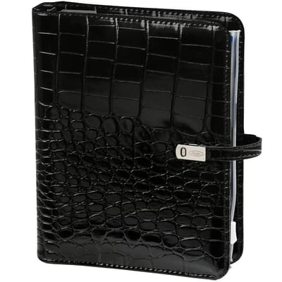 1011-06 hervulbare A5 Ringband Planner Alligator Zwart 1 week per 2 paginas 2026-2027-2028