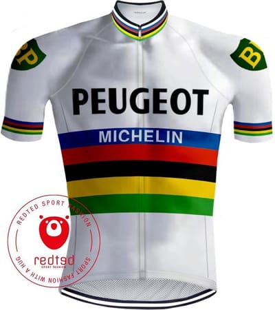 Retro Wielershirt Peugeot Regenboog - REDTED - XL