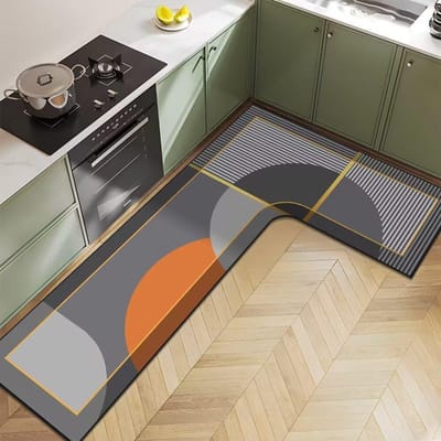 Nordic Licht Luxe Diatomeeënaarde Huishoudelijk L-vormig Keukenvloermat Waterabsorptie Antislip Sneldrogend en Onderhoudsvriendelijke Vloermat 100*120*45cm
