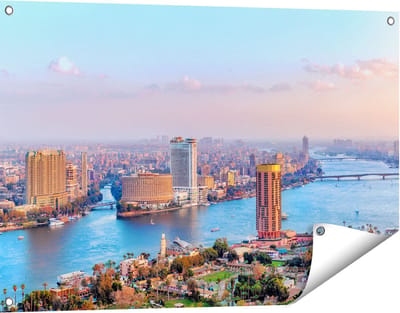 Gards Tuinposter De Nijl Rivier in Cairo, Egypte - 90x60 cm - Tuindoek - Tuindecoratie - Wanddecoratie buiten - Tuinschilderij