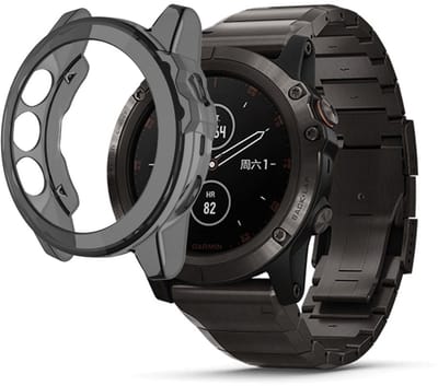 Stravo Soft Case Sport Hoesje voor Garmin Fenix 5 / Fenix 5 Plus – TPU Materiaal Bescherming – TPU Case Protectie en Beschermhoes voor Garmin Smartwatches (Zwart)