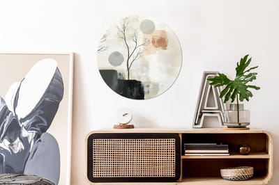 WallCircle - Wandcirkel - Muurcirkel - Wabi sabi - Beige - Plant - Aluminium - Dibond - 60x60 cm - Binnen en Buiten