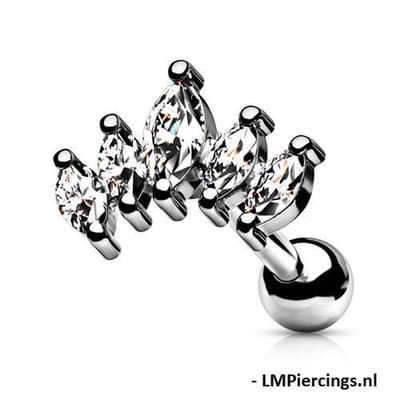 Piercing Graduated prong-set - 1.2x6 - zilver - LMPiercings