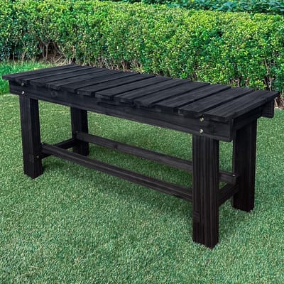 Houten Tuinbank - Bankje Buiten - Genieten van de tuin - Robuust en weerbestendig - 90 cm lengte - Zwart