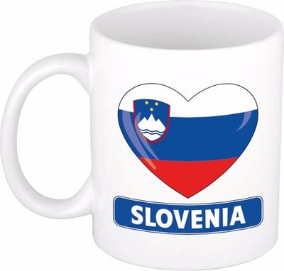 Hartjes vlag Slovenie koffiemok - drink beker - white - 300 ml - Slovenia - Supporters - cadeau - landen - feestartikelen