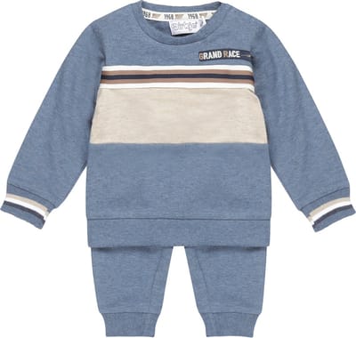 Dirkje-Boys 2 pce babysuit-Blue melee - Maat 80