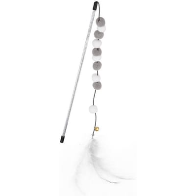 Jouets à pompon pour chat, bâton interactif, plumes, chaton, taquin, boule en peluche, fournitures pour animaux de compagnie gris