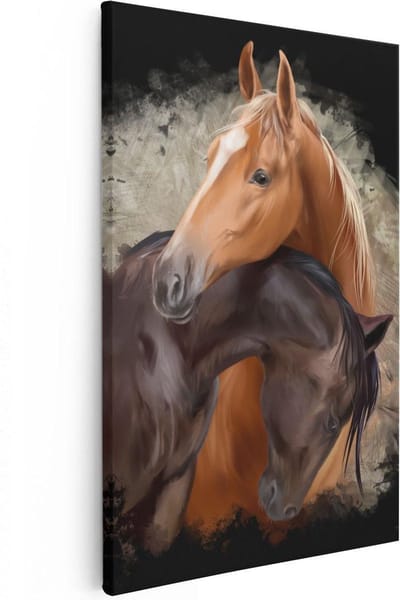 Artaza Canvas Schilderij Paard - 20x30 cm - Klein - Wanddecoratie Paarden - Muurdecoratie Dieren - Kamer Accessoires