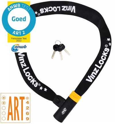 VINZ Salado ART 2 Fietsslot 120cm - ANWB test: Goed - ART 2 Kettingslot - 2 Sterren Slot - Fatbike, Fiets & Ebike