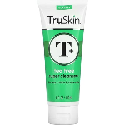 TruSkin, Tea Tree Super Cleanser + MSM & Chamomile, 4 fl oz (118 ml) green