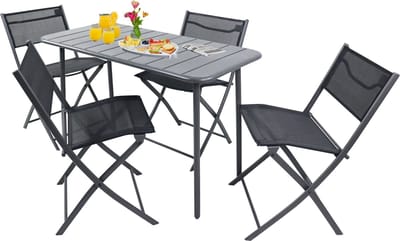 VCM 5-delige bistroset eettafel tuinset balkonset stoel opvouwbare tafel tuin camping Sumila