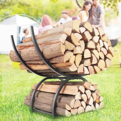 Houten Brandhout Rek voor Buiten - Draagkrachtig 28 Inch Open Haard Opbergmeubel