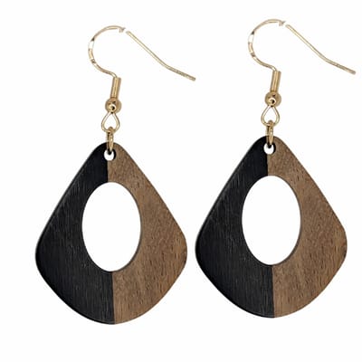 Oorbellen-Manon-Goudkleurig-Hout-Zwart-Bruin-Zilver -Charme Bijoux