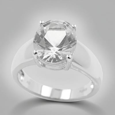 Cavill - Zilveren ring - 925 Sterling Zilver - Danburiet 3,15 ct Ovaal Briljant - Mexicaanse Edelsteen - Elegante Tijdloze Ring met Grifzetting