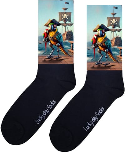 Papegaai - Opkikker - Grappige sokken - Valentijns cadeau - Verjaardag cadeau - Sint cadeau - Leuke sokken - Aparte sokken - Vrolijke sokken - Steampunk - Grappige cadeau - Kerstsokken - Vaderdag - Moederdag - Piraat - Socks maken Happy - 37-44