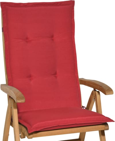Beautissu Loft HL Tuinkussens Hoge Rug- 120 x 50 cm - Rood Kussen - Zitkussen UV- Lichtecht Tuinstoelkussen