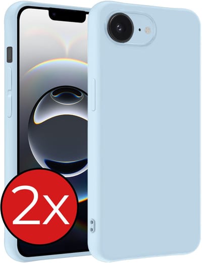 Hoesje - 2 Stuks - Geschikt voor Apple iPhone 16e / 17e - Sterk & Shockproof - Telefoonhoes - Back Cover - Case Siliconen - Telefoon Hoes - Lichtblauw