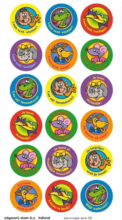 BELONINGSSTICKERS STAM LEESSTICKERS