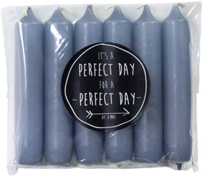 Rustik Lys cadeau dinerkaarsen in de kleur Steelblue 12 cm set van 6 stuks